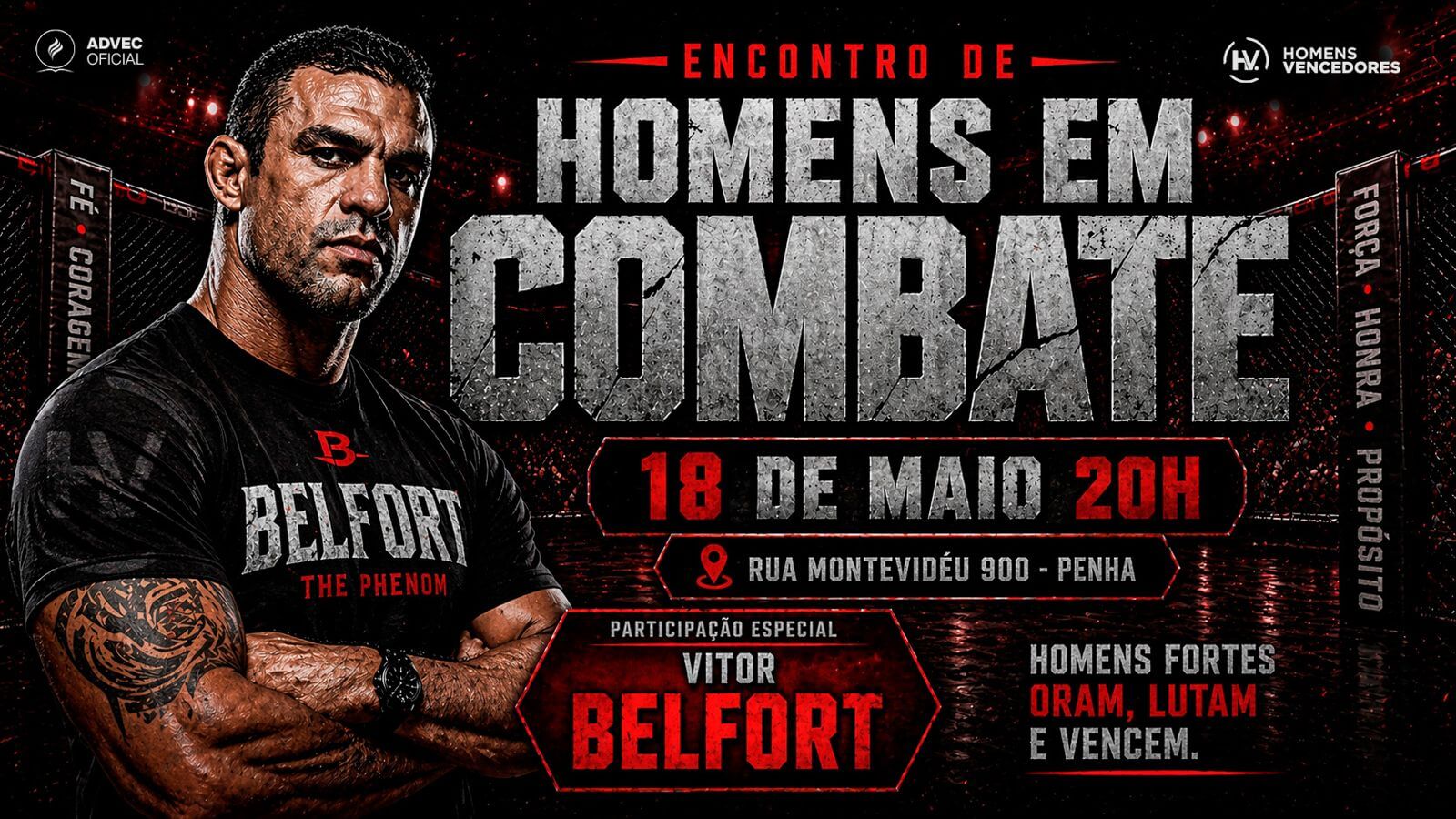 Homens em Combate: ADVEC realizará encontro especial com palavra de Vitor Belfort